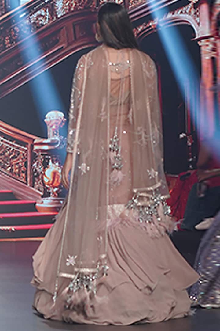 Deep Ecru Georgette Floral Embellished Bridal Anarkali Set by Archana Kochhar at Pernia's Pop Up Shop