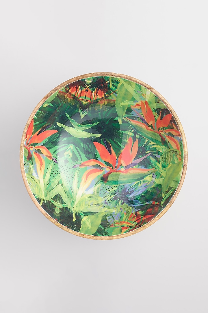 Green Mango Wood Enameled Bowl by ACE THE SPACE at Pernia's Pop Up Shop