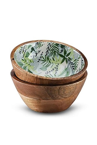 Green Mango Wood Enameled Bowl by ACE THE SPACE