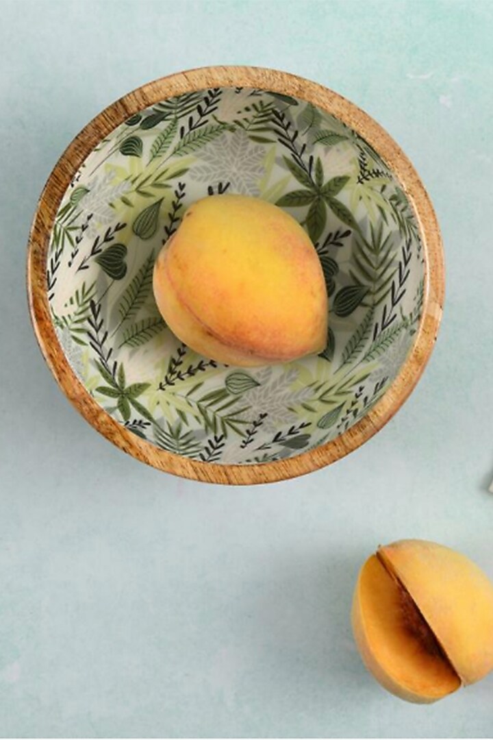 Green Mango Wood Enameled Bowl by ACE THE SPACE at Pernia's Pop Up Shop