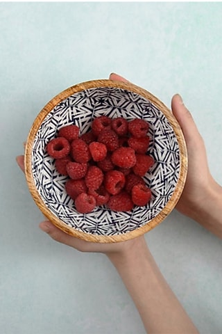 Blue & White Mango Wood Enameled Salad Bowl by ACE THE SPACE