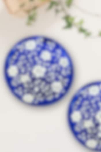 Dark Blue Sheesham Wood Hand Painted Multi-Purpose Tray by ACE THE SPACE at Pernia's Pop Up Shop