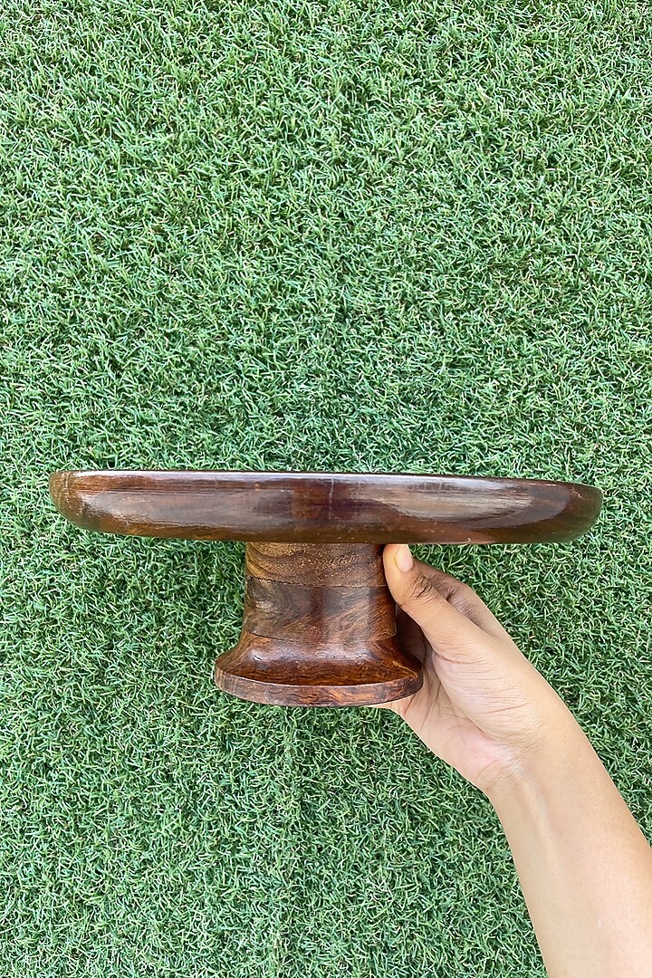 Brown & Blue Sheesham Wood Hand Painted Cake Stand by ACE THE SPACE at Pernia's Pop Up Shop