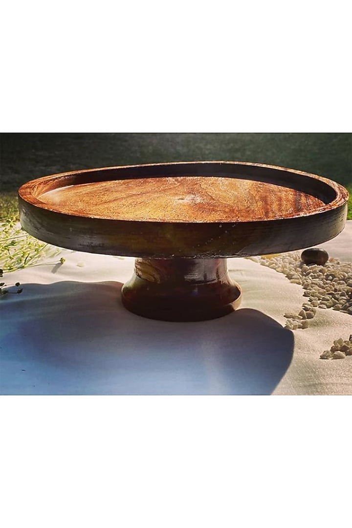 Brown Sheesham Wood Hand Painted Cake Stand by ACE THE SPACE at Pernia's Pop Up Shop