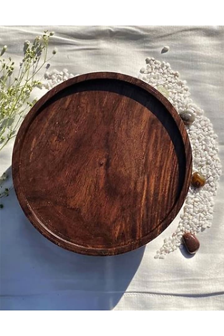 Brown Sheesham Wood Hand Painted Multi-Purpose Tray by ACE THE SPACE at Pernia's Pop Up Shop