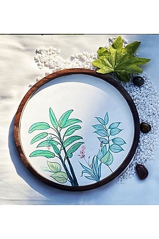 Green Sheesham Wood Hand Painted Multi-Purpose Tray by ACE THE SPACE