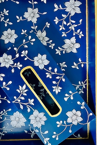 Blue Mango Wood Hand-Painted Tissue Box by ACE THE SPACE