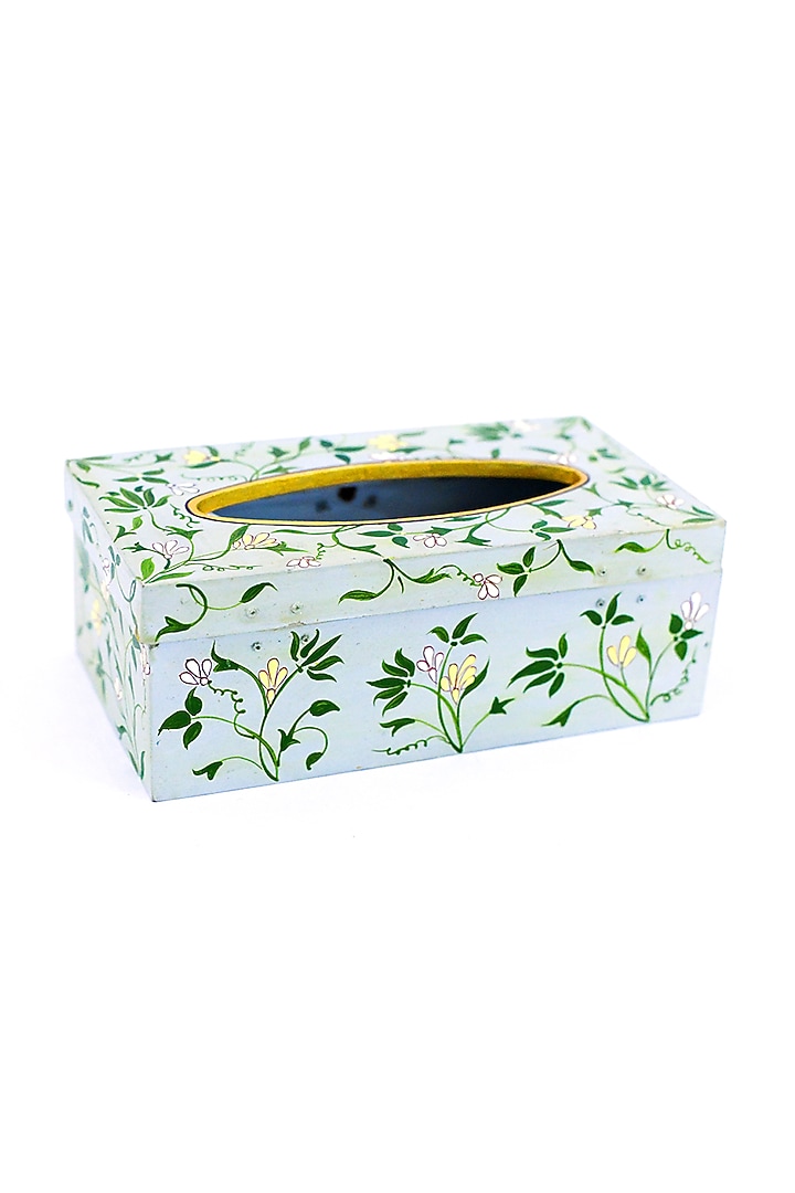 Grey Mango Wood Hand-Painted Tissue Box by ACE THE SPACE at Pernia's Pop Up Shop