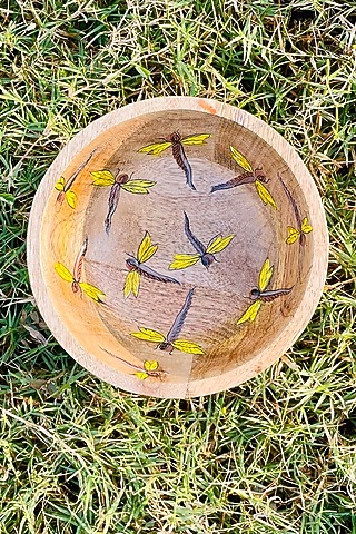 Brown & Yellow Mango Wood Hand-Painted Bowl by ACE THE SPACE