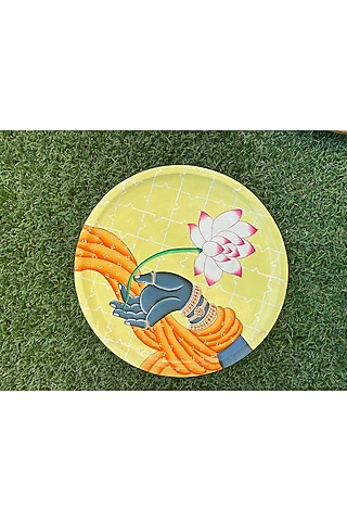 Yellow Mango Wood Pichwai Hand-Painted Wall Art by ACE THE SPACE