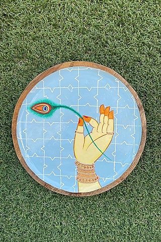 Blue Mango Wood Pichwai Hand-Painted Wall Art by ACE THE SPACE