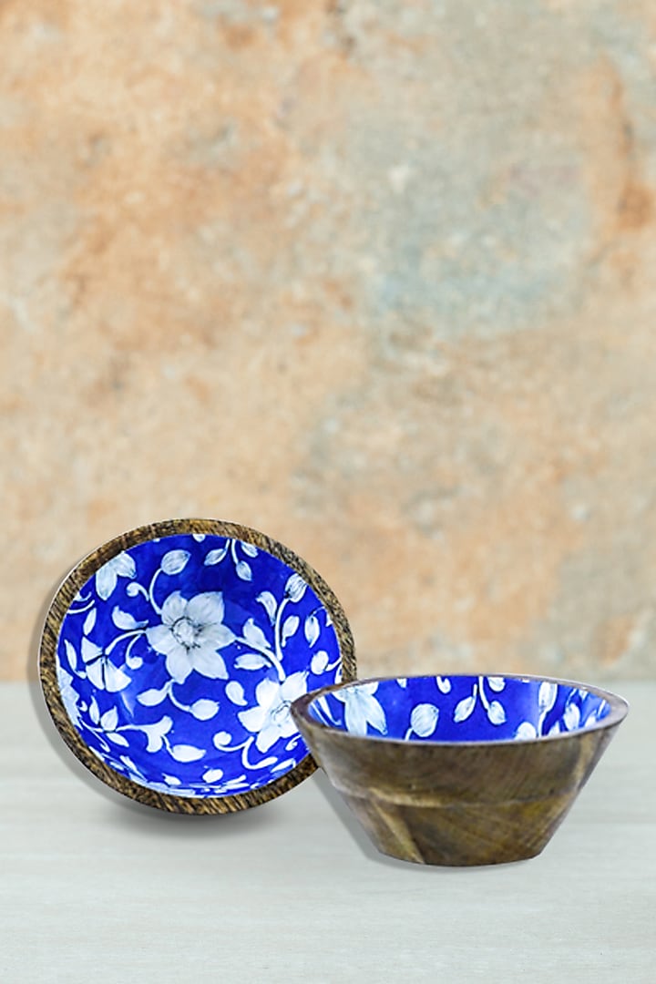 Blue Mango Wood Enameled Serving Bowl by ACE THE SPACE at Pernia's Pop Up Shop