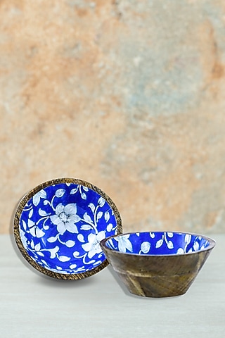 Blue Mango Wood Enameled Serving Bowl by ACE THE SPACE