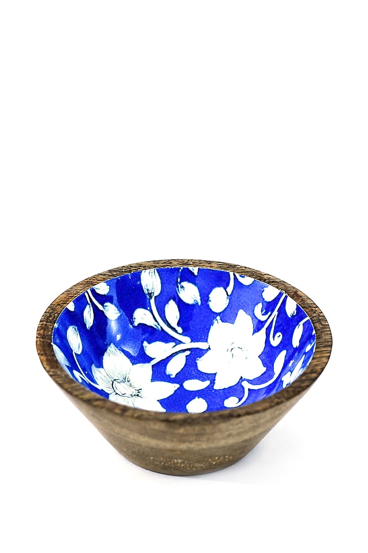 Blue Mango Wood Enameled Serving Bowl by ACE THE SPACE at Pernia's Pop Up Shop