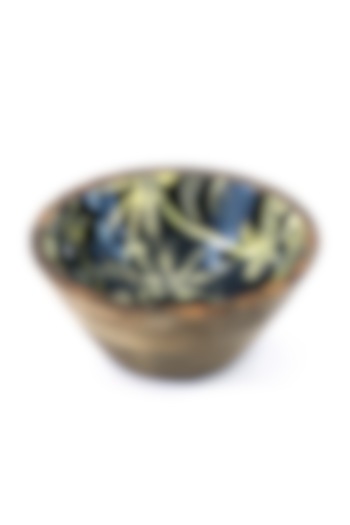 Golden Mango Wood Enameled Serving Bowl by ACE THE SPACE