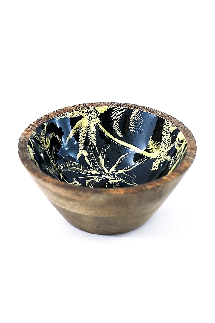 Golden Mango Wood Enameled Serving Bowl by ACE THE SPACE