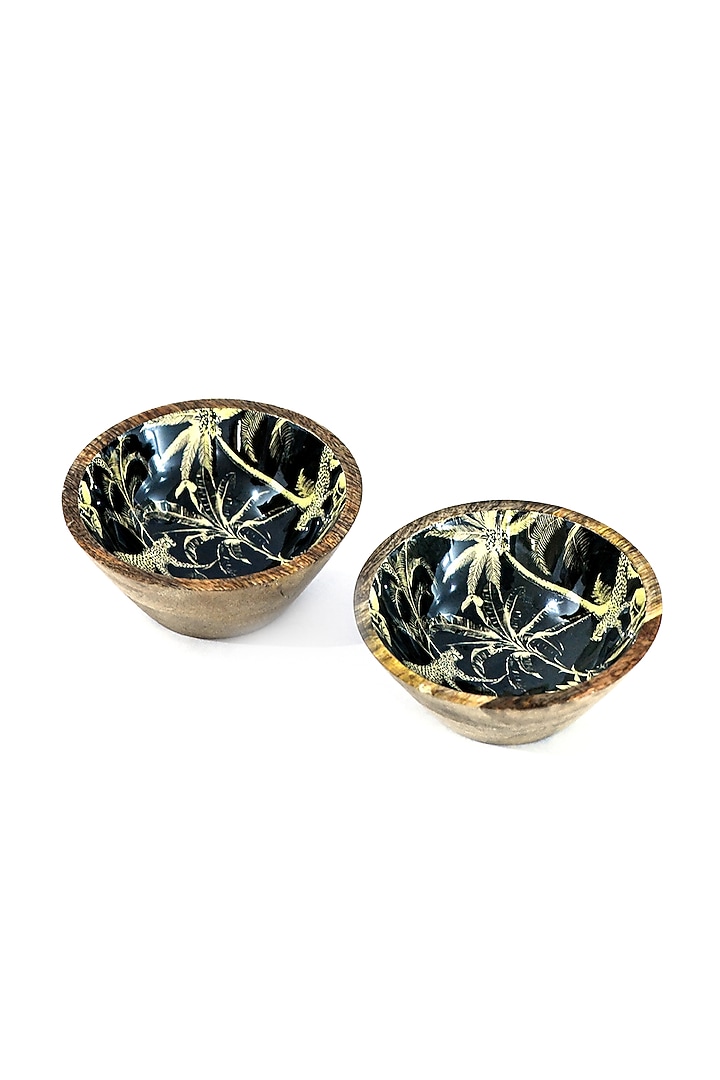Golden Mango Wood Enameled Serving Bowl by ACE THE SPACE at Pernia's Pop Up Shop