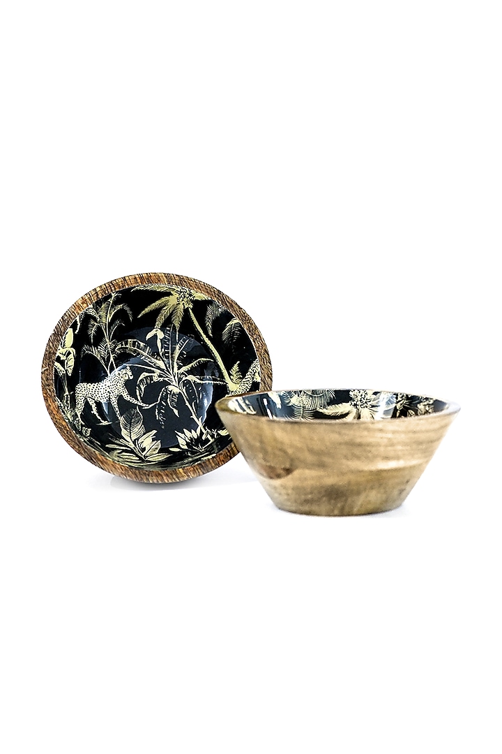 Golden Mango Wood Enameled Serving Bowl by ACE THE SPACE at Pernia's Pop Up Shop
