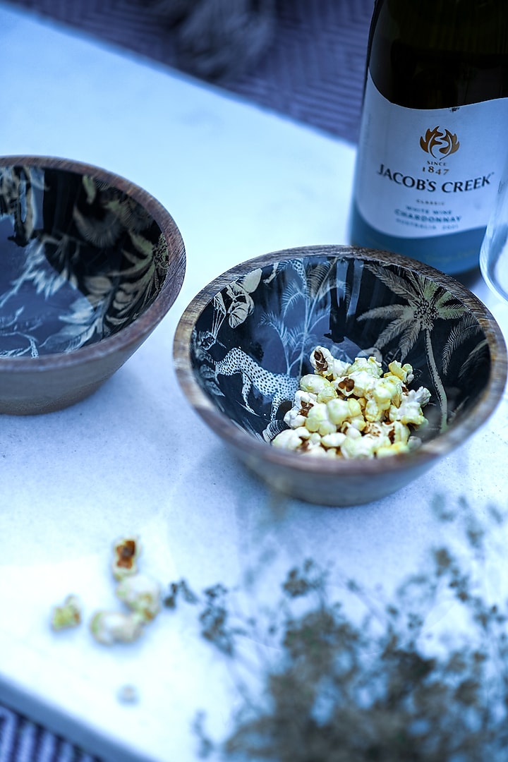 Golden Mango Wood Enameled Serving Bowl by ACE THE SPACE at Pernia's Pop Up Shop