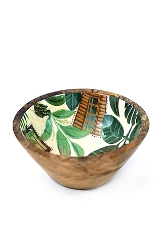 Green Mango Wood Enameled Serving Bowl by ACE THE SPACE