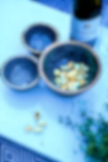 Black & White Mango Wood Enameled Striped Serving Bowl by ACE THE SPACE at Pernia's Pop Up Shop