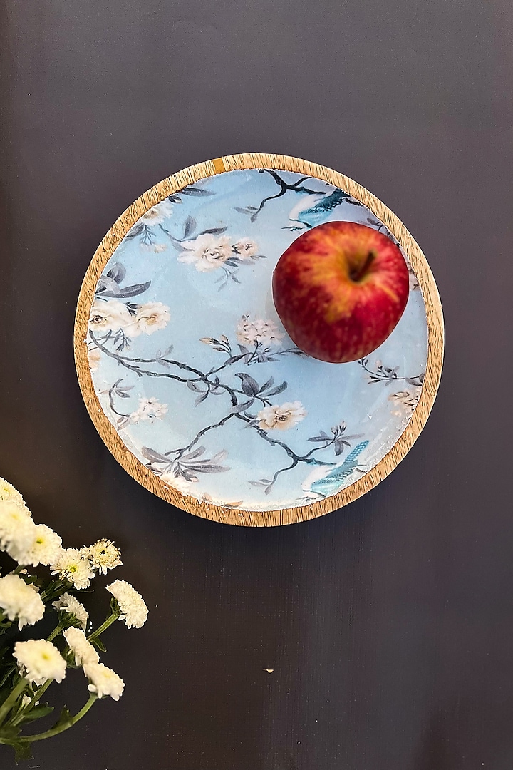 Blue Mango Wood Enameled Snack Plate by ACE THE SPACE at Pernia's Pop Up Shop