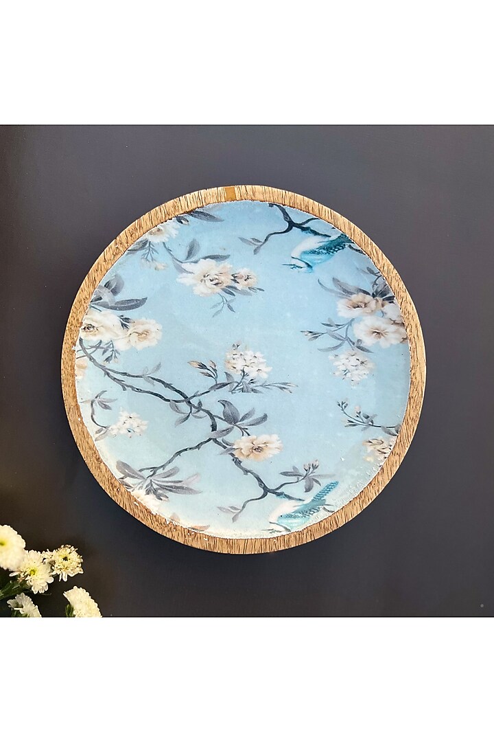 Blue Mango Wood Enameled Snack Plate by ACE THE SPACE at Pernia's Pop Up Shop