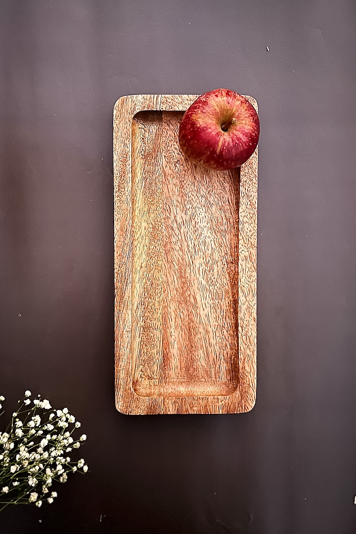Brown Mango Wood Enameled Platter by ACE THE SPACE