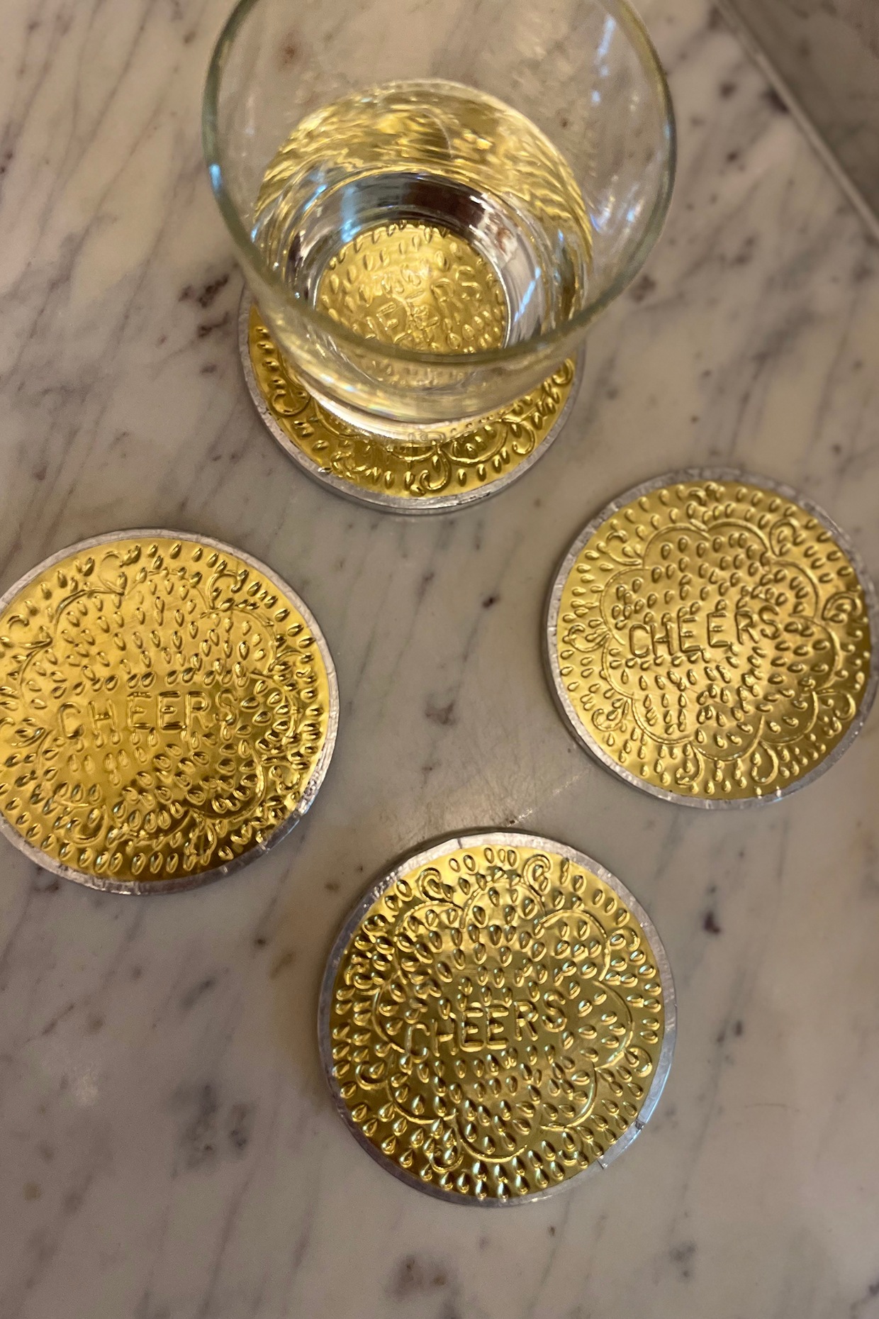 Brass coaster deals set