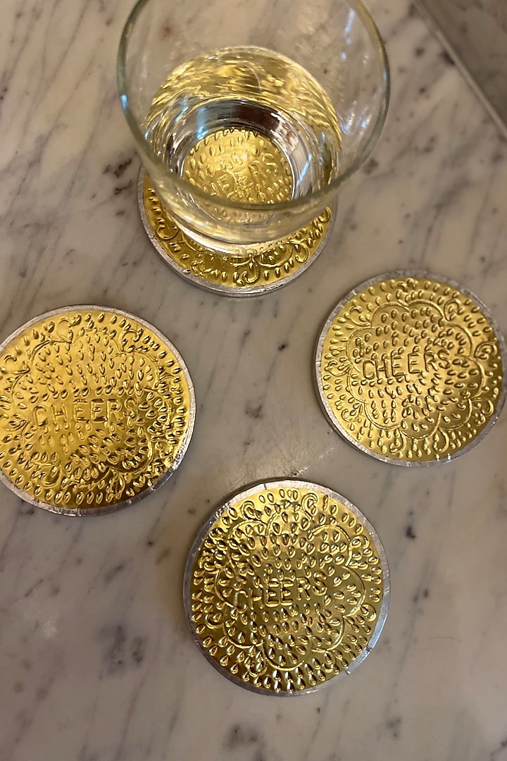 Golden Brass Coaster Set by ACE THE SPACE