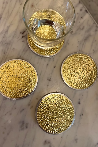 Golden Brass Coaster Set by ACE THE SPACE