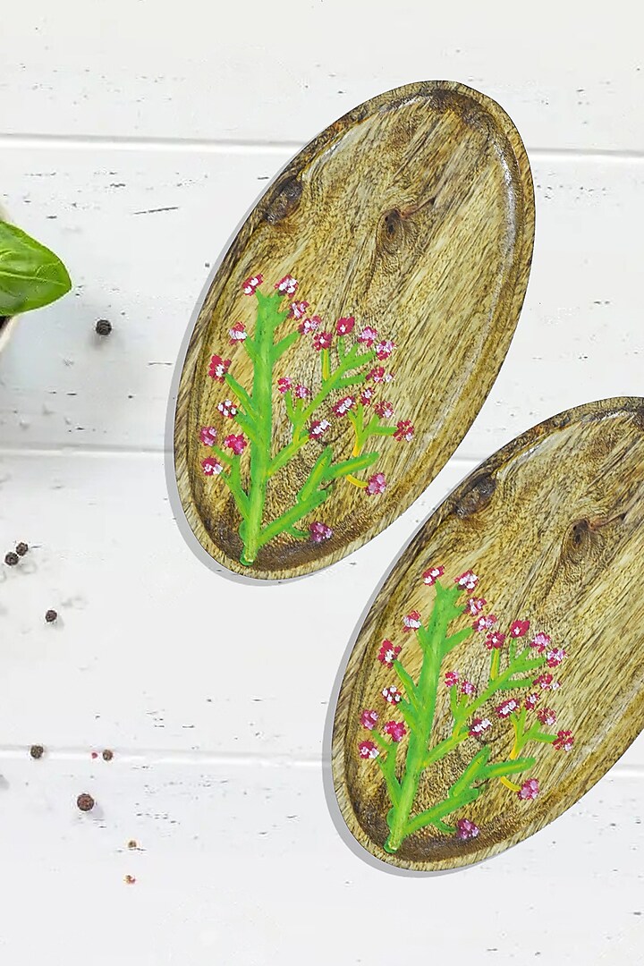 Brown Mango Wood Hand Painted Platter by ACE THE SPACE at Pernia's Pop Up Shop