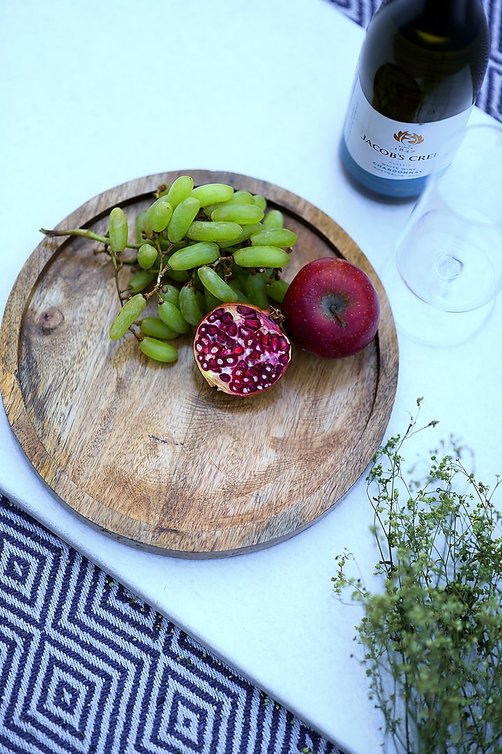 Brown Mango Wood Enameled Snack Plate by ACE THE SPACE