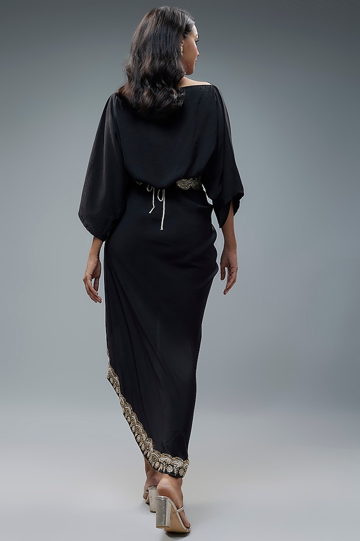 Black Silk Lace Hand Embroidered Draped Dress by Arab Crab at Pernia's Pop  Up Shop 2026