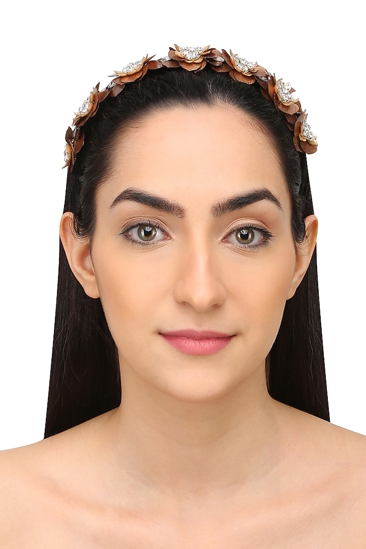 Studio Accessories presents Golden sequins and crystal embellished woven hairband available only at Pernia's Pop Up Shop.