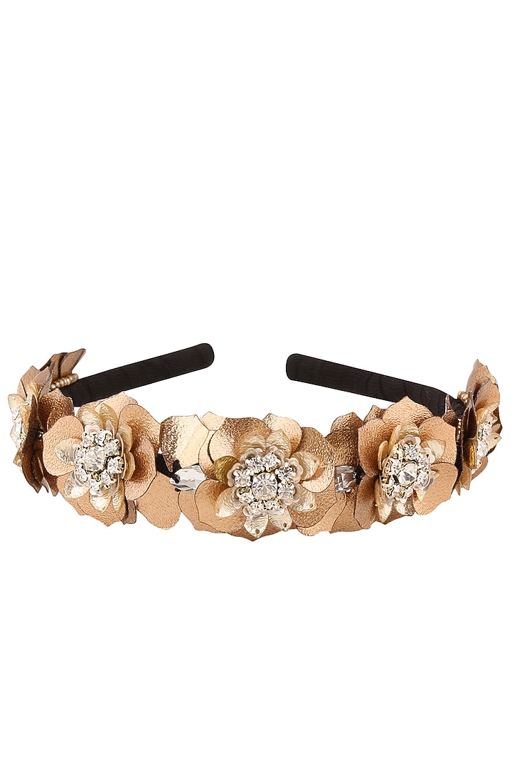 Studio Accessories presents Golden sequins and crystal embellished woven hairband available only at Pernia's Pop Up Shop.
