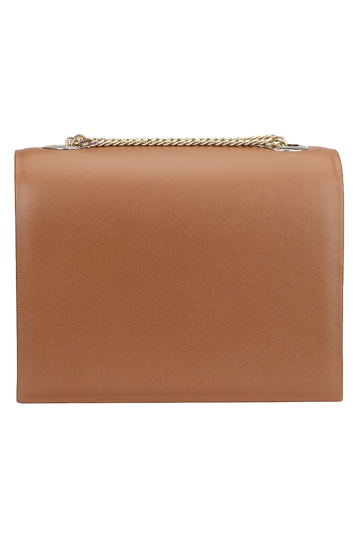 Studio Accessories presents Tan beaded floral motif clutch available only at Pernia's Pop Up Shop.