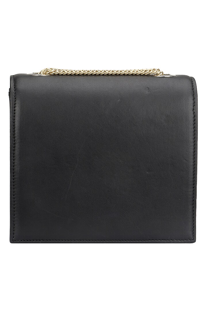 Studio Accessories presents Black and gold crystal and sequins floral motif clutch available only at Pernia's Pop Up Shop.
