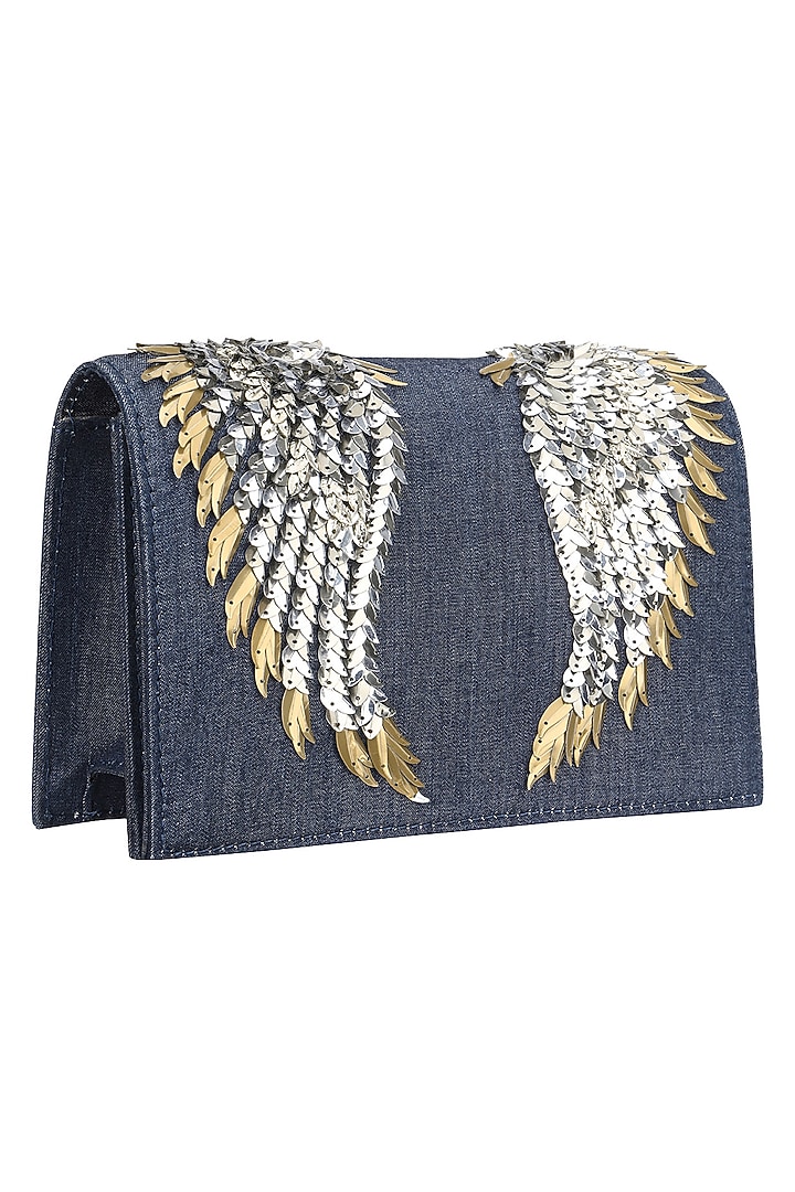 Studio Accessories presents Denim wing design clutch available only at Pernia's Pop Up Shop.