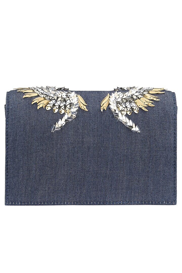 Studio Accessories presents Denim wing design clutch available only at Pernia's Pop Up Shop.