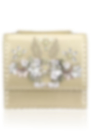 Gold and Silver Floral Motif Clutch Bag by Studio Accessories