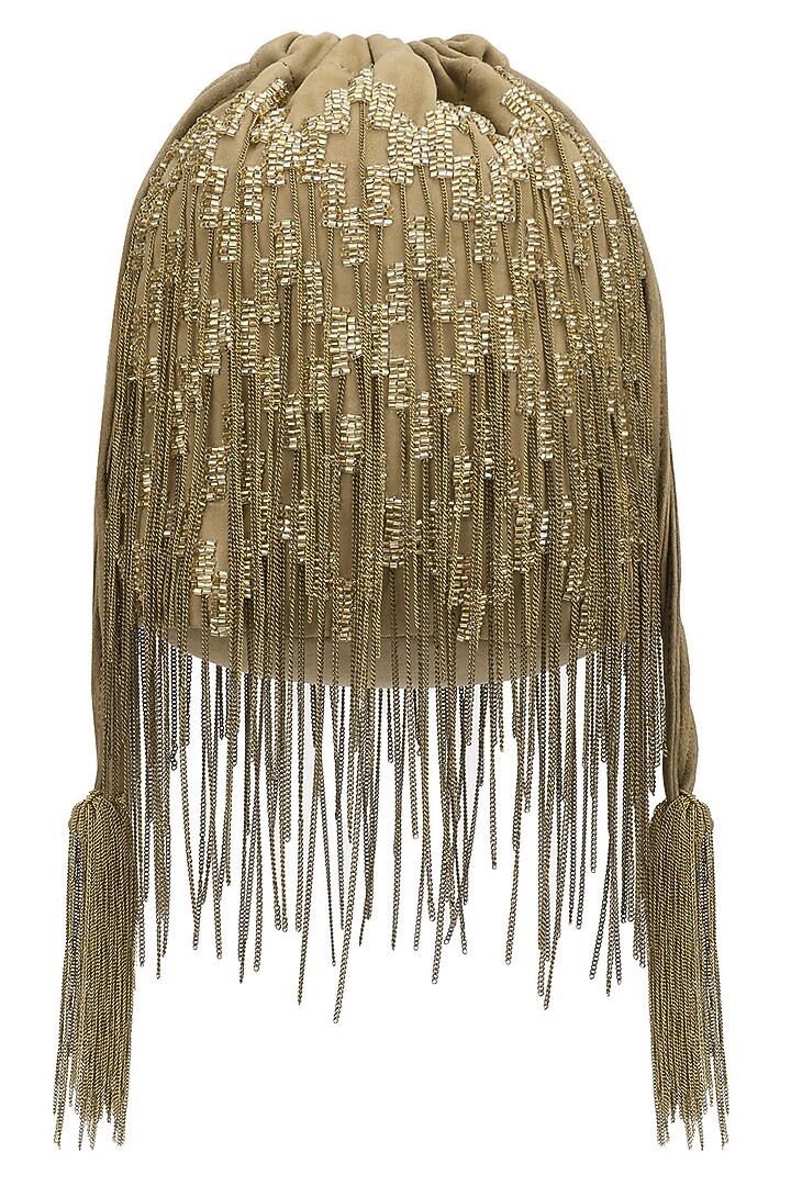 Studio Accessories presents Brown beaded potli bag available only at Pernia's Pop Up Shop.