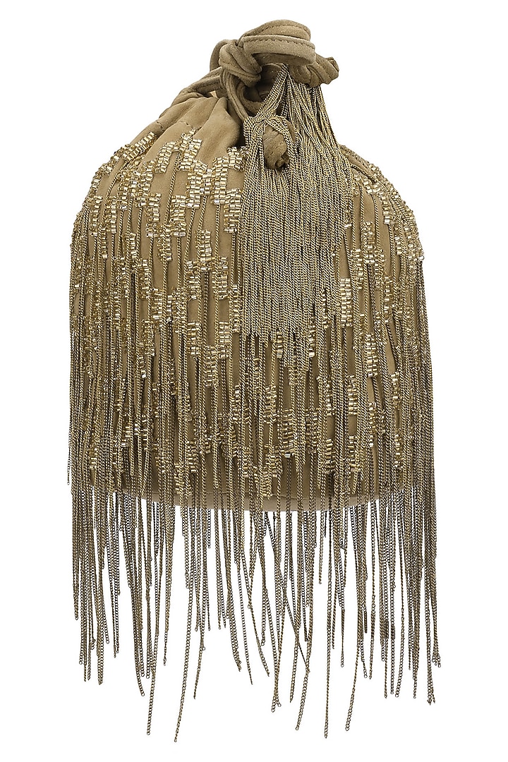 Studio Accessories presents Brown beaded potli bag available only at Pernia's Pop Up Shop.