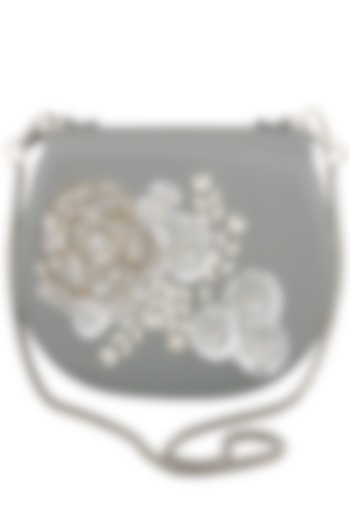 Grey Floral Clutch by Studio Accessories