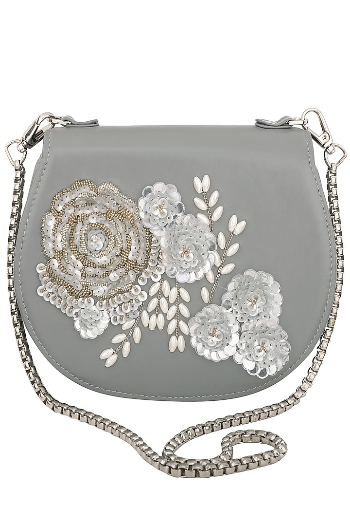 Grey Floral Clutch by Studio Accessories