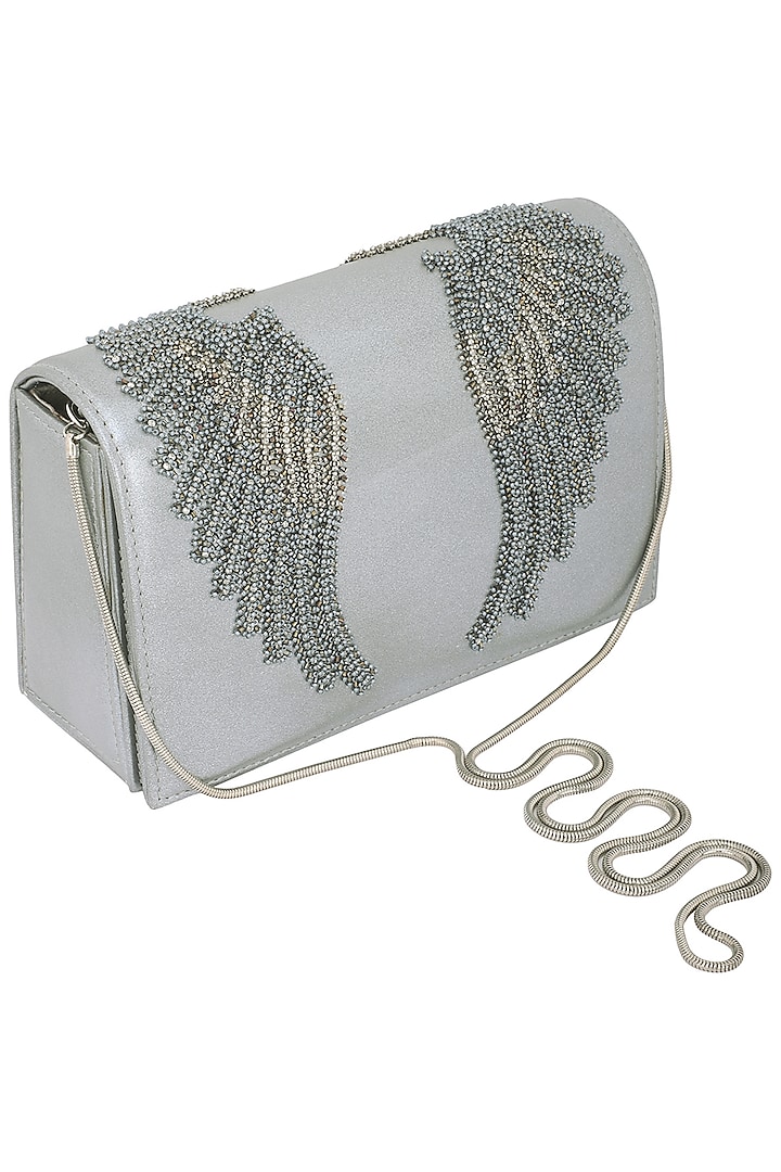Silver Floral Clutch by Studio Accessories
