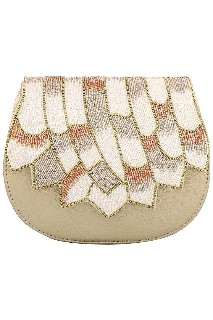Golden Embellished Clutch by Studio Accessories
