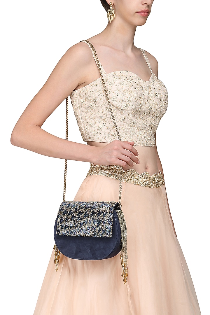 Blue embellished clutch available only at Pernia's Pop Up Shop.