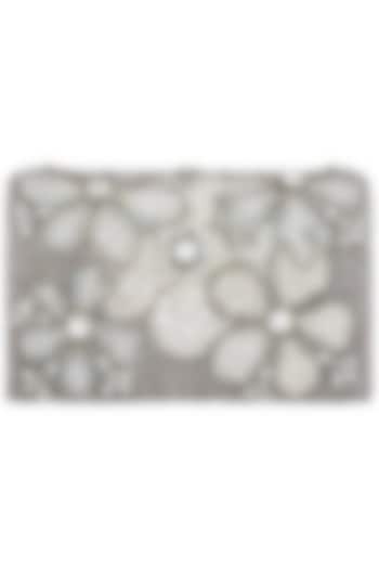 Silver Floral Clutch by Studio Accessories