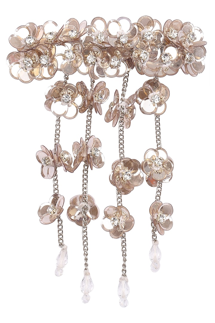 Rose Gold Waterfall Sequins and Crystal Embellished Hairclip by Studio Accessories